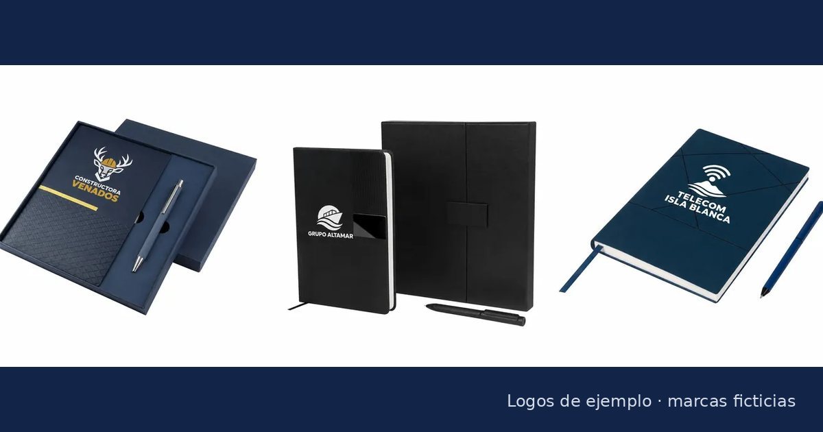Regalos de fin de año para empresas: libretas y sets ejecutivos con logo