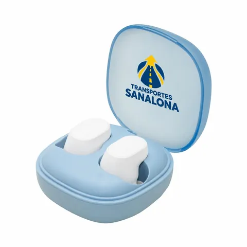 Audífonos TWS Estuche Almeja con logo de ejemplo