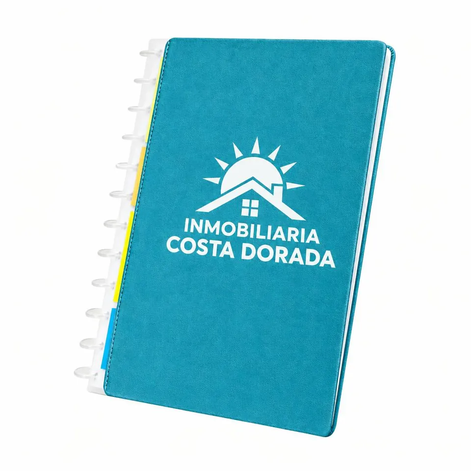 Libreta Discos Cuero con Divisores con logo de ejemplo