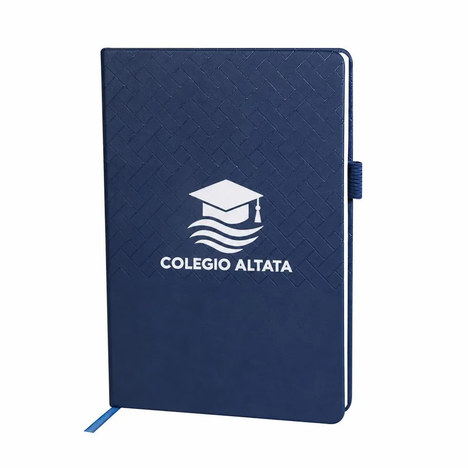 Libreta Relieve Trenzado con logo de ejemplo