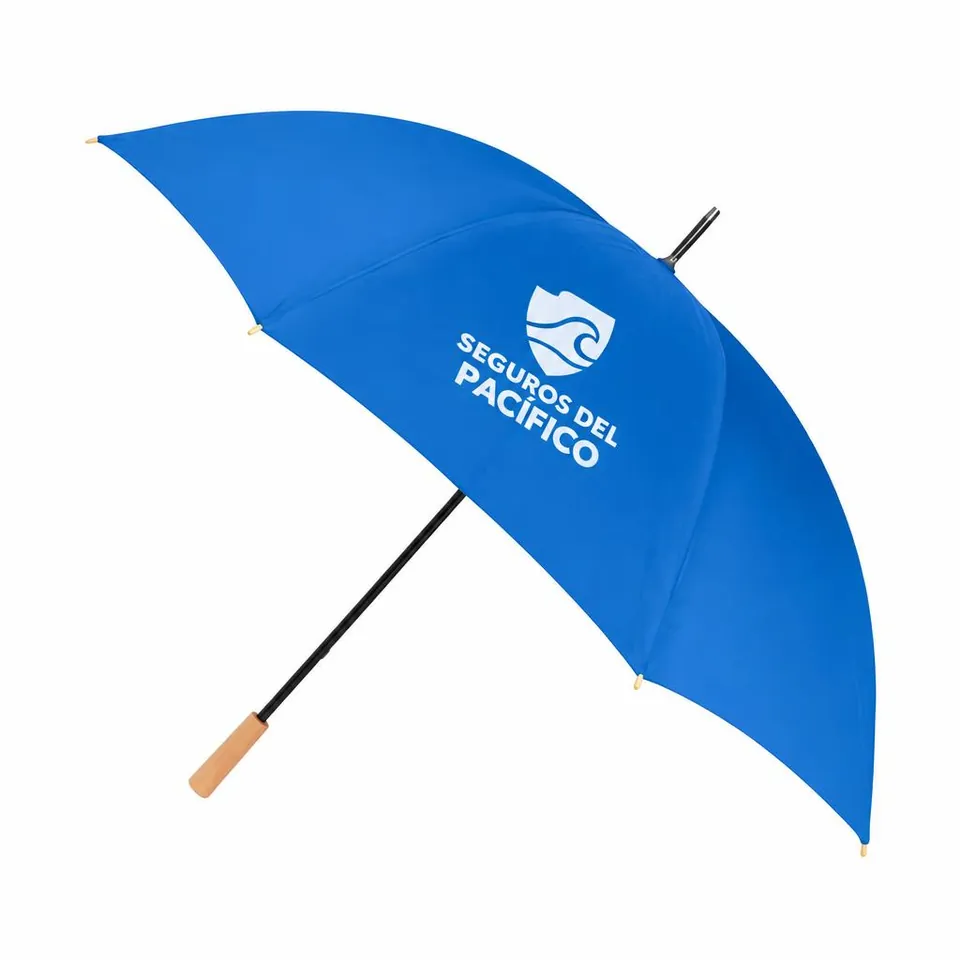 Paraguas Largo Mango Madera con logo de ejemplo