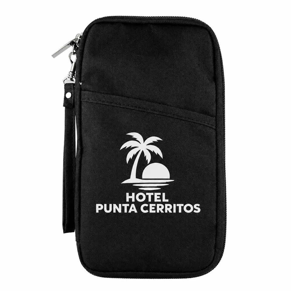 Porta Pasaporte Mocorito con logo de ejemplo