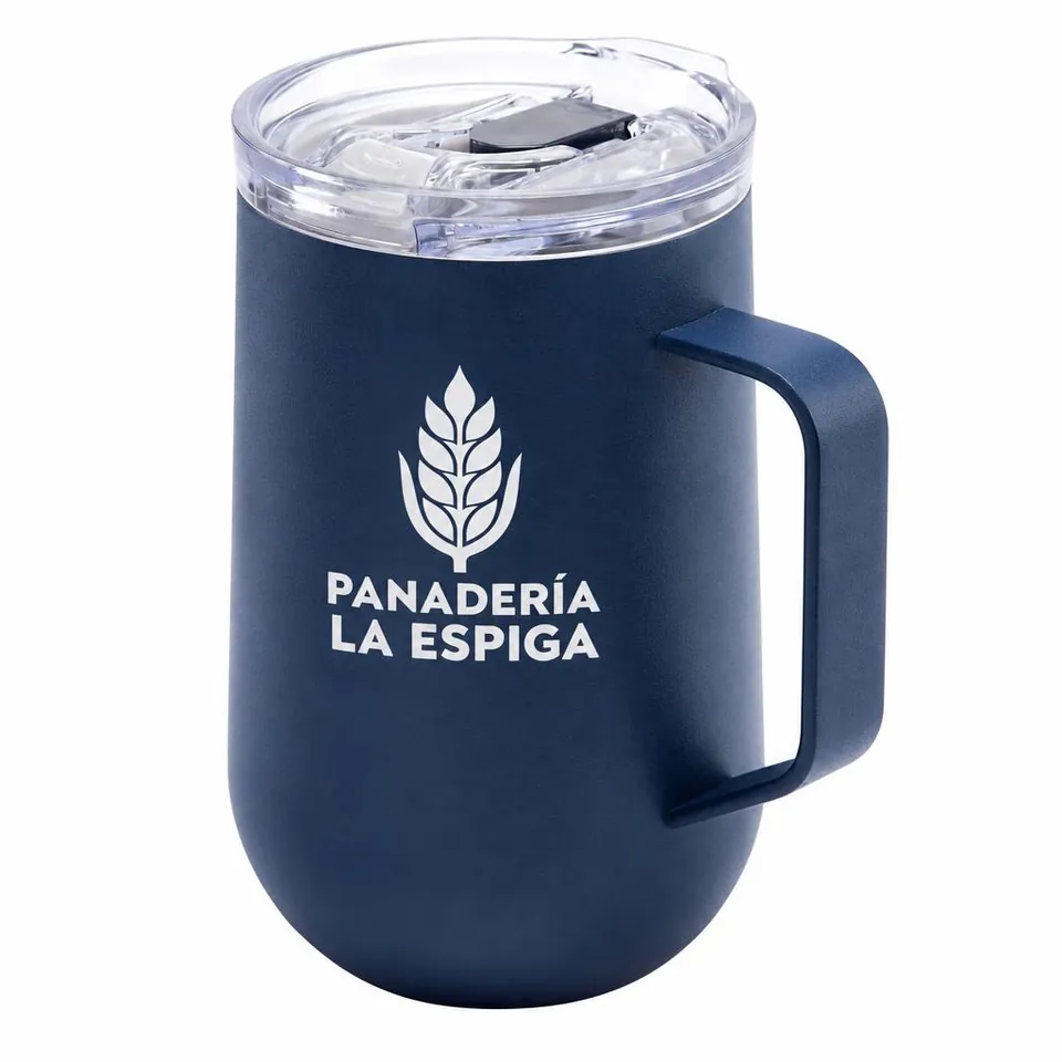 Taza Acero Térmica Tapa Clip con logo de ejemplo