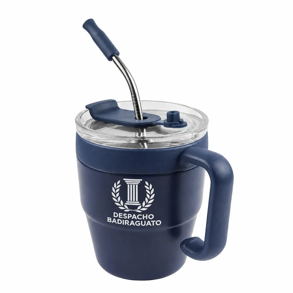 Taza Campamento Acero Grande con logo de ejemplo