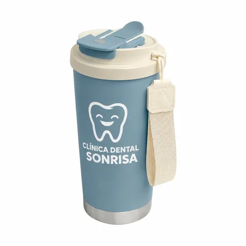 Termo Coral con logo de ejemplo