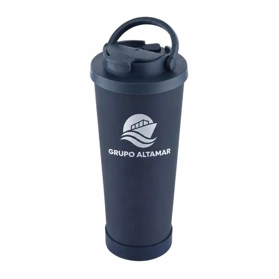 Tumbler Acero Flip-Lid con Asa con logo de ejemplo