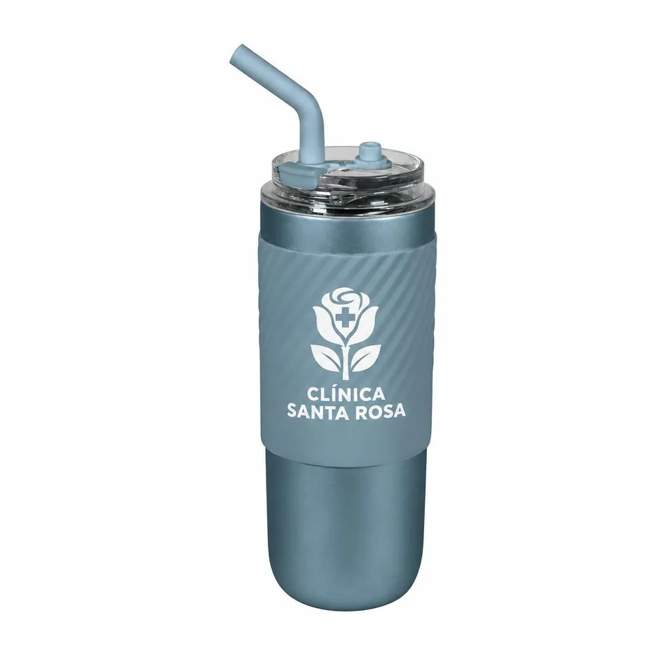Tumbler Acero Funda Silicona Relieve con logo de ejemplo