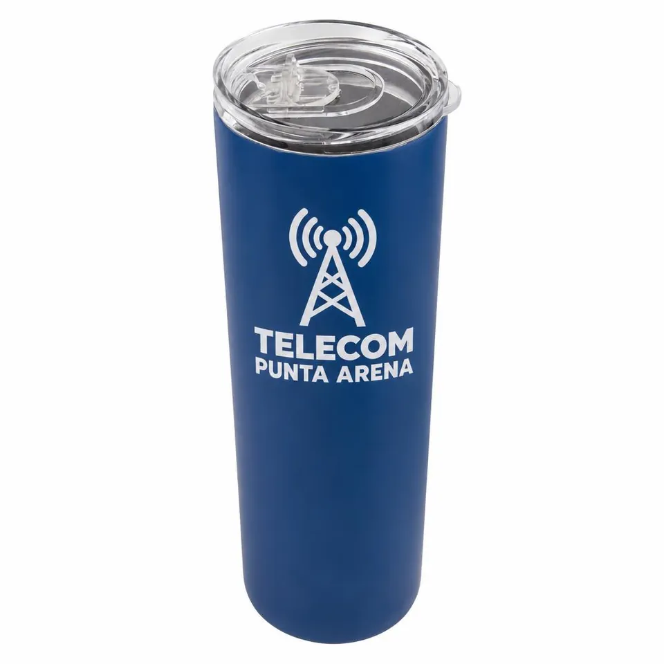 Tumbler Acero Skinny Doble Pared con logo de ejemplo