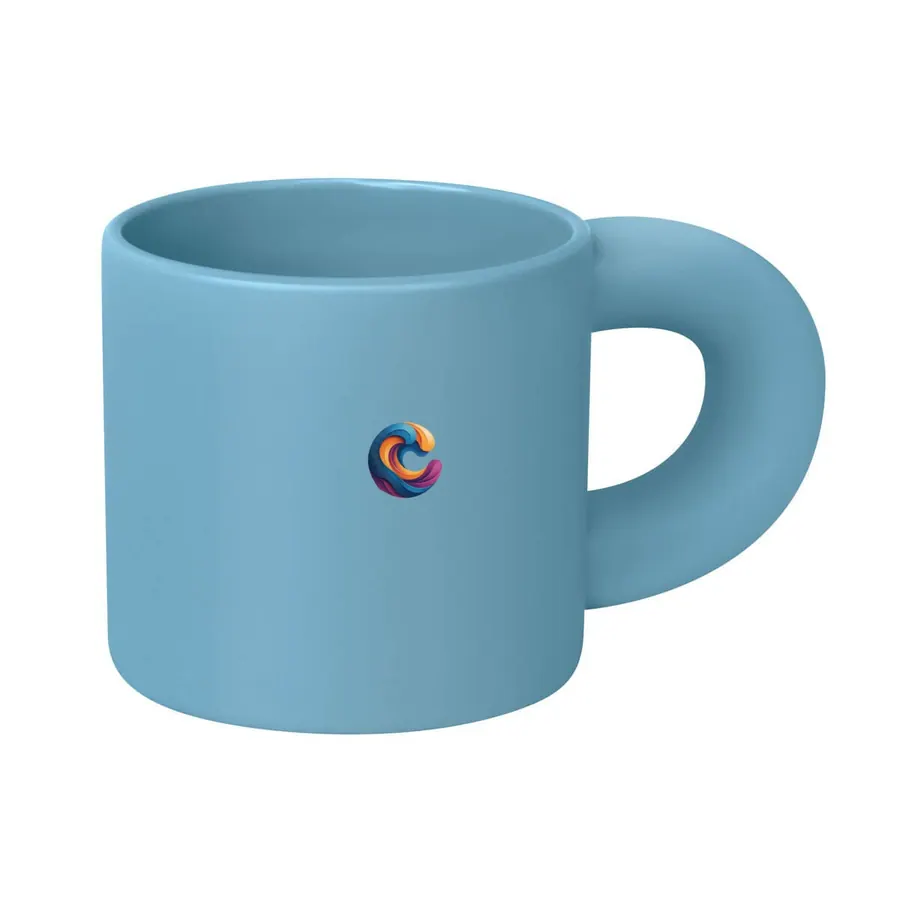 La misma taza con un logo aplicado en la vista previa del configurador