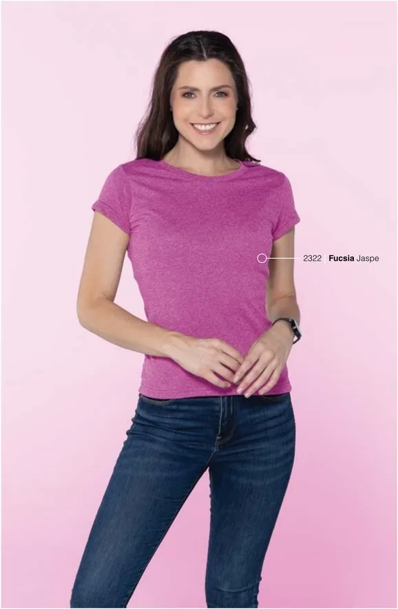 Playera Cuello Redondo Jaspe y Neón Dama