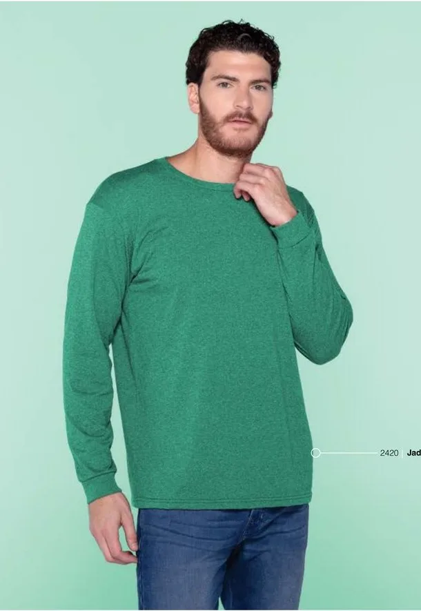 Playera Cuello Redondo Manga Larga Poly-Cotton Caballero