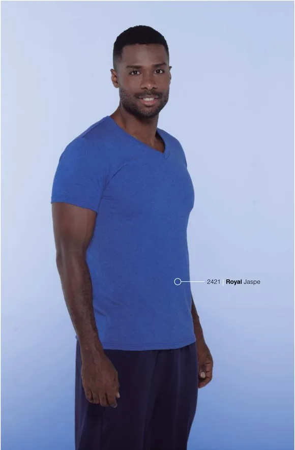 Playera Cuello V Poly-Cotton Caballero