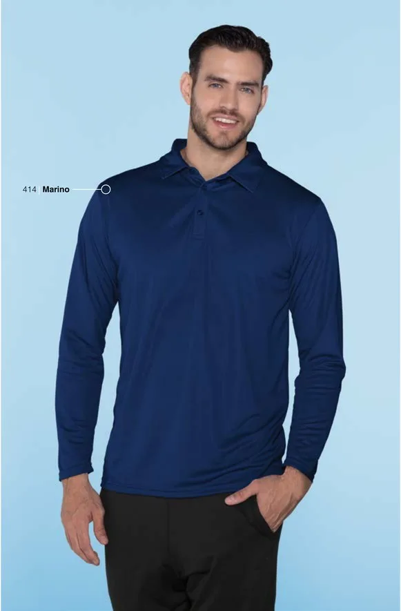 Playera Polo Deportiva Manga Larga Caballero
