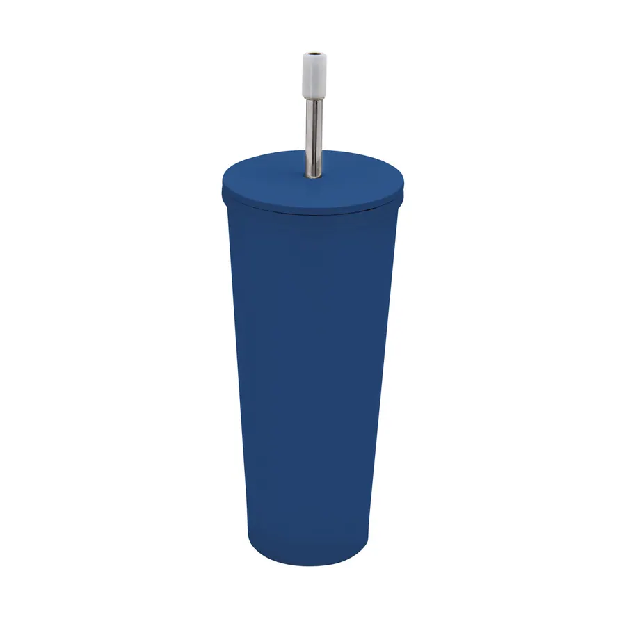 Tumbler Plástico Mate Popote Acero